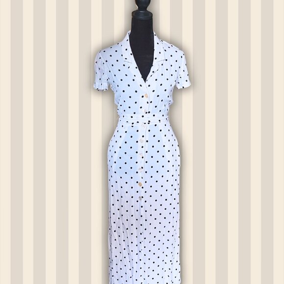 Second Hand Wilfred White + black polka dot button-up dress - Size: XSmall - Picture 2 of 7